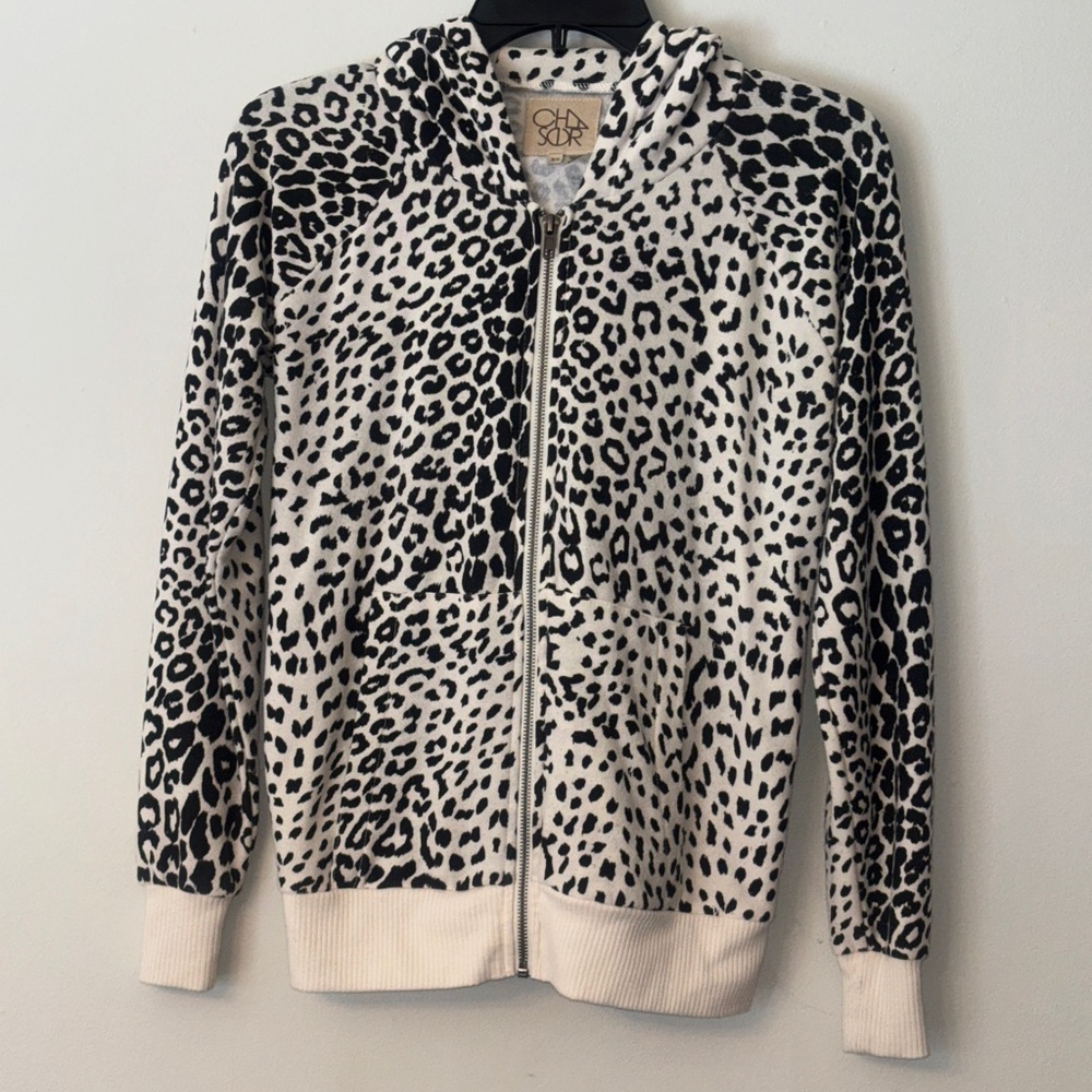 Chaser Loepard Print Zip-Up Hoodie